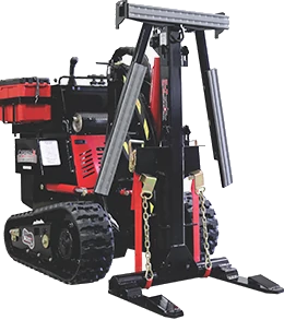The tracked mule The Shed Superstore uses to manoeuvre buildings into place